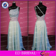 ED Bridal Sexy Real Picture A linha de um ombro Shinning Crystal Evening Dress 2017